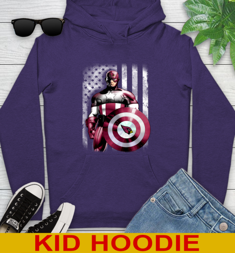 Arizona Cardinals NFL Football Captain America Marvel Avengers American Flag Shirt Youth Hoodie 5