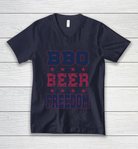 BBQ Beer Freedom V-Neck T-Shirt 3