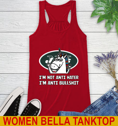 New York Jets NFL Football Unicorn I'm Not Anti Hater I'm Anti Bullshit Racerback Tank 6