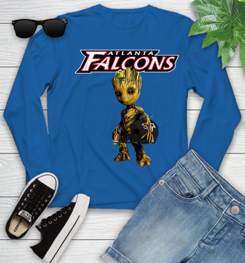 Atlanta Falcons NFL Football Groot Marvel Guardians Of The Galaxy Youth Long Sleeve 9