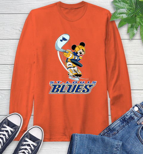 NHL Hockey St.Louis Blues Cheerful Mickey Mouse Shirt Long Sleeve T-Shirt 5
