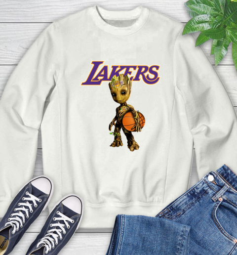 Los Angeles Lakers NBA Basketball Groot Marvel Guardians Of The Galaxy Sweatshirt