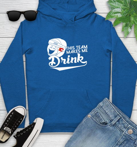 Calgary Flames NHL Hockey This Team Makes Me Drink Adoring Fan Youth Hoodie 11