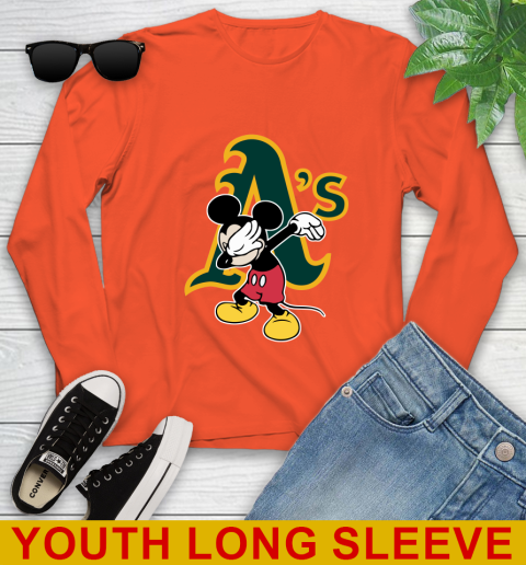 Oakland Athletics MLB Baseball Dabbing Mickey Disney Sports Youth Long Sleeve 4