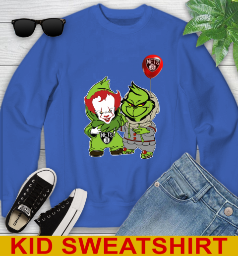 Brooklyn Nets Baby Pennywise Grinch Christmas NBA Basketball Youth Sweatshirt 7
