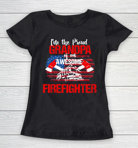 Grandpa Funny Gift Apparel  Proud Grandpa Of An Awesome Firefighter Women's T-Shirt