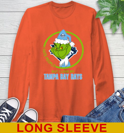 Tampa Bay Rays MLB Christmas Grinch I Hate People But I Love My Favorite Baseball Team Long Sleeve T-Shirt 5