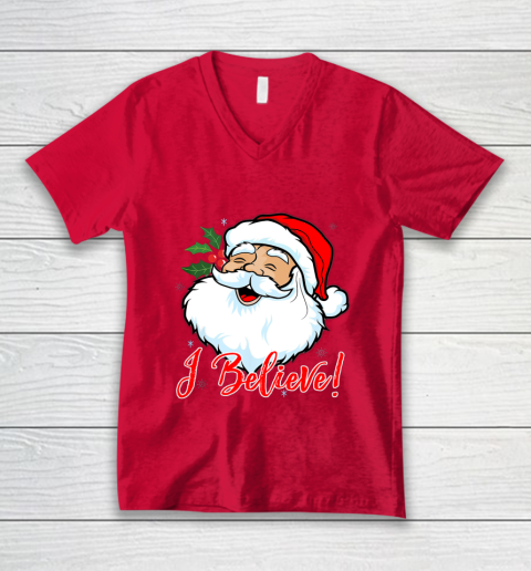 I Believe In Santa Claus T Shirt Funny Christmas Holiday V-Neck T-Shirt 6