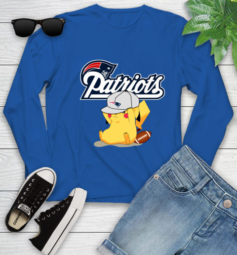 NFL Pikachu Football Sports New England Patriots Youth Long Sleeve 9
