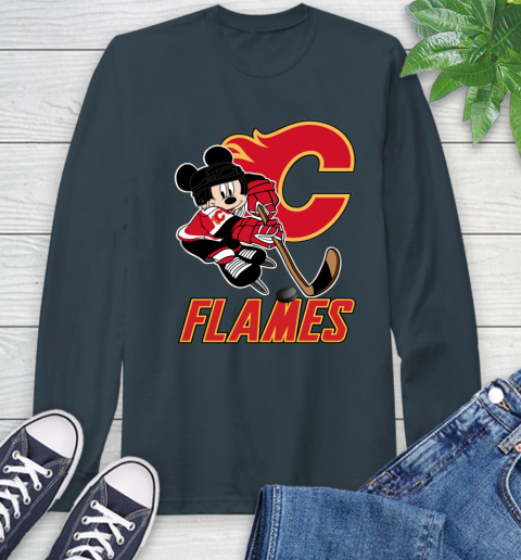 NHL Calgary Flames Mickey Mouse Disney Hockey T Shirt Long Sleeve T-Shirt 8