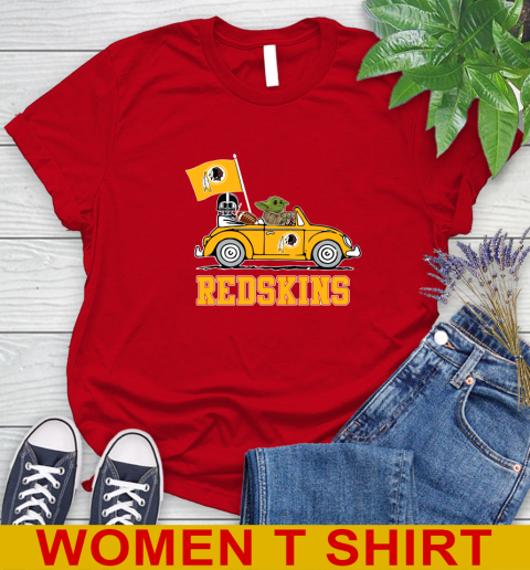 NFL Football Washington Redskins Darth Vader Baby Yoda Driving Star Wars Shirt Women's T-Shirt 10