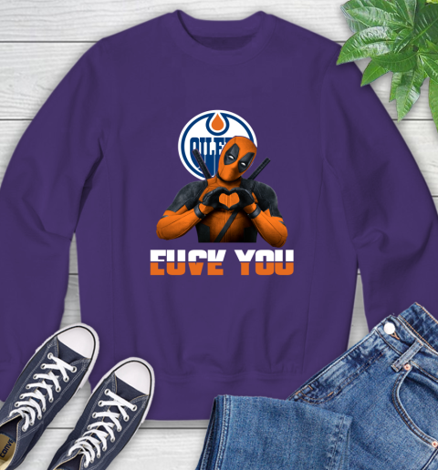 NHL Edmonton Oilers Deadpool Love You Fuck You Hockey Sports Sweatshirt 4