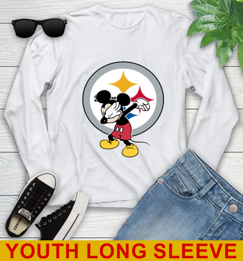 Pittsburgh Steelers NFL Football Dabbing Mickey Disney Sports Youth Long Sleeve