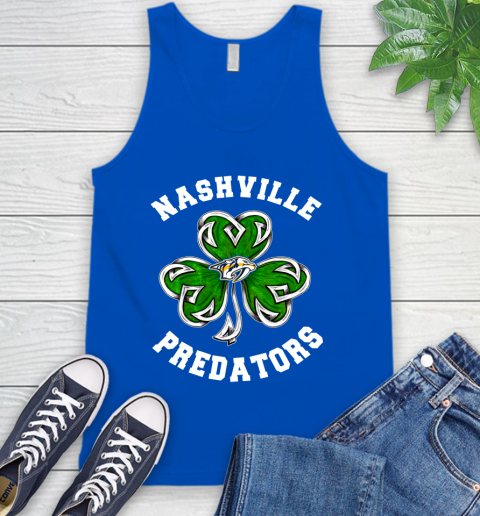 NHL Nashville Predators Three Leaf Clover St Patrick's Day Hockey Sports Tank Top - Image 5
