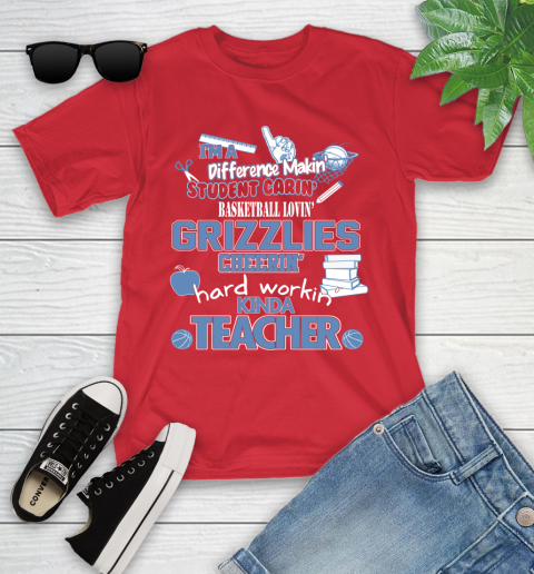 Memphis Grizzlies NBA I'm A Difference Making Student Caring Basketball Loving Kinda Teacher Youth T-Shirt 13