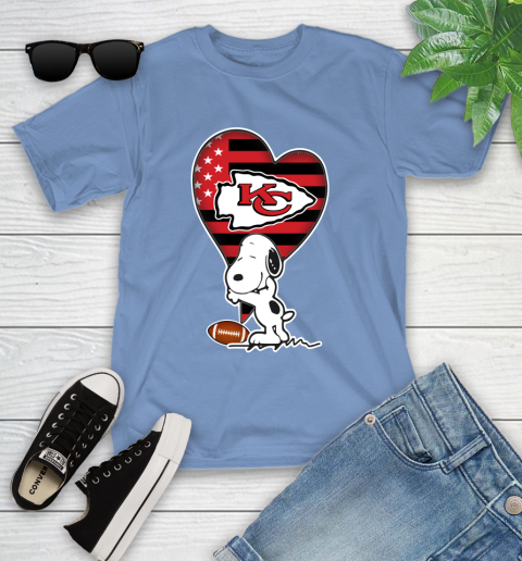 Kansas City Chiefs NFL Football The Peanuts Movie Adorable Snoopy Youth T-Shirt 11