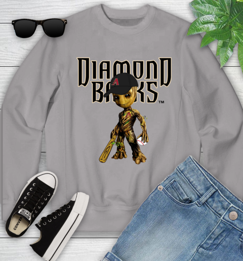 MLB Arizona Diamondbacks Groot Guardians Of The Galaxy Baseball Youth Sweatshirt 4