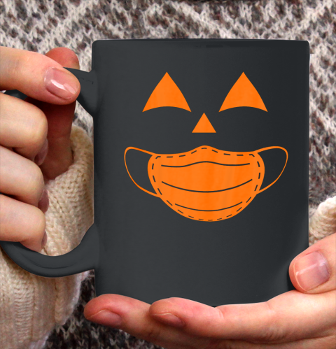 Funny halloween Pumpkin wearing a mask 2020 Jackolantern Ceramic Mug 11oz