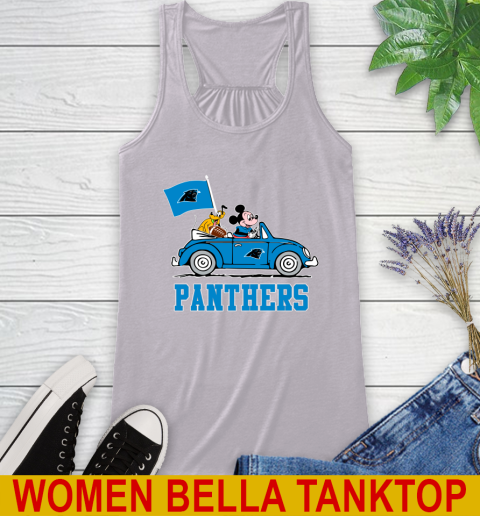 NFL Football Carolina Panthers Pluto Mickey Driving Disney Shirt Racerback Tank 5