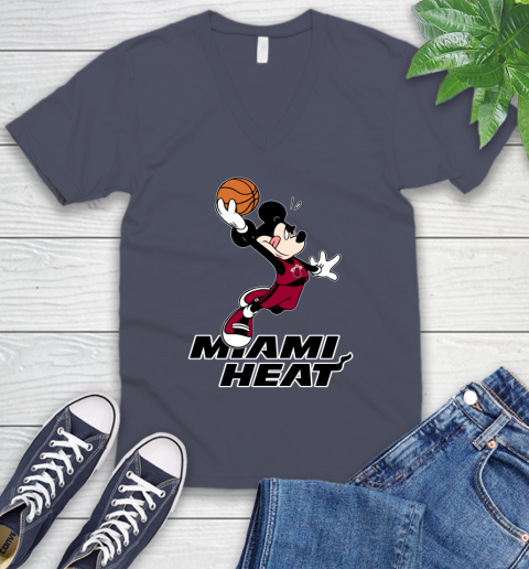 NBA Basketball Miami Heat Cheerful Mickey Mouse Shirt V-Neck T-Shirt 8