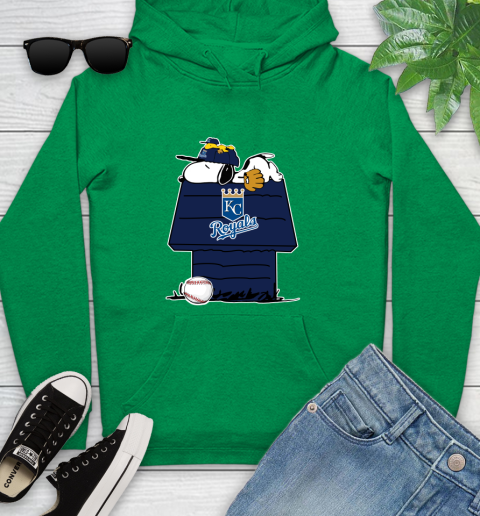 MLB Kansas City Royals Snoopy Woodstock The Peanuts Movie Baseball T Shirt Youth Hoodie 7