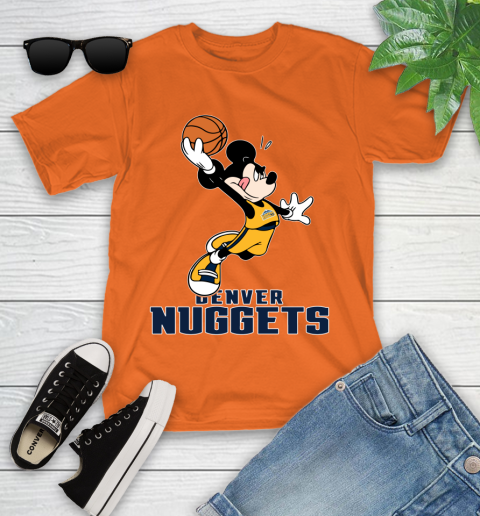 NBA Basketball Denver Nuggets Cheerful Mickey Mouse Shirt Youth T-Shirt 7