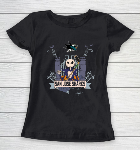 NHL San Jose Sharks Hockey Jack Skellington Halloween Women's T-Shirt