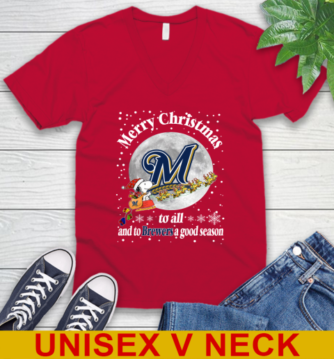 Milwaukee Brewers Merry Christmas To All And To Brewers A Good Season MLB Baseball Sports V-Neck T-Shirt 6