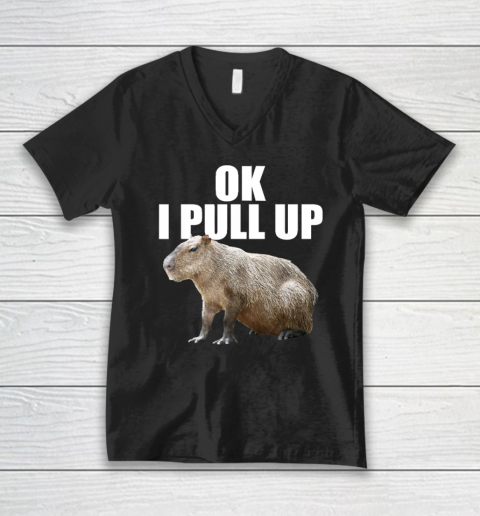 Ok I Pull Up Capybara V-Neck T-Shirt