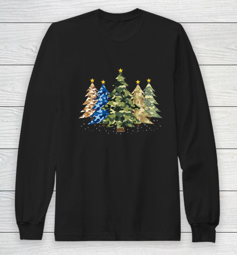 Camo Print Christmas Trees with Camouflage Print Xmas Long Sleeve T-Shirt