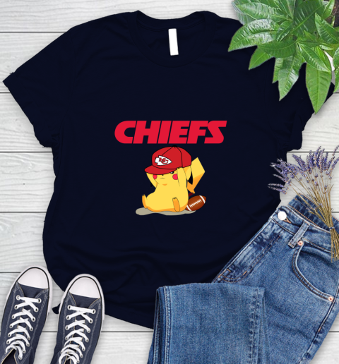 NFL Pikachu Football Sports Kansas City Chiefs Women's T-Shirt 3