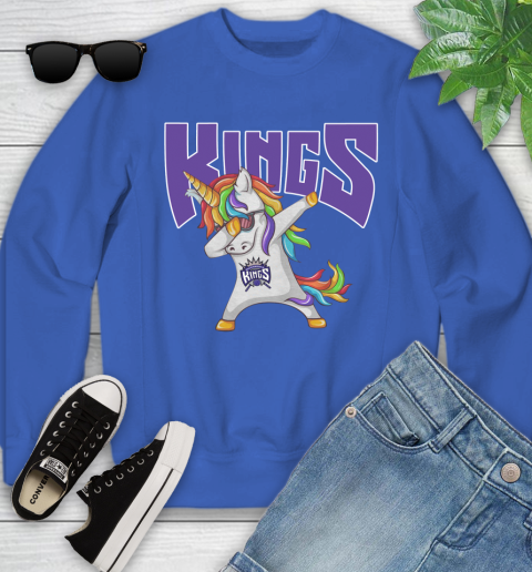 Sacramento Kings NBA Basketball Funny Unicorn Dabbing Sports Youth Sweatshirt 8