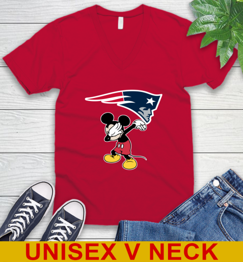 New England Patriots NFL Football Dabbing Mickey Disney Sports V-Neck T-Shirt 7
