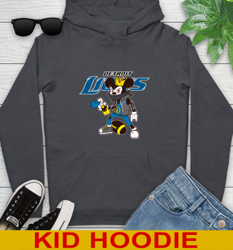 Detroit Lions NFL Football Mickey Peace Sign Sports Youth Hoodie 9