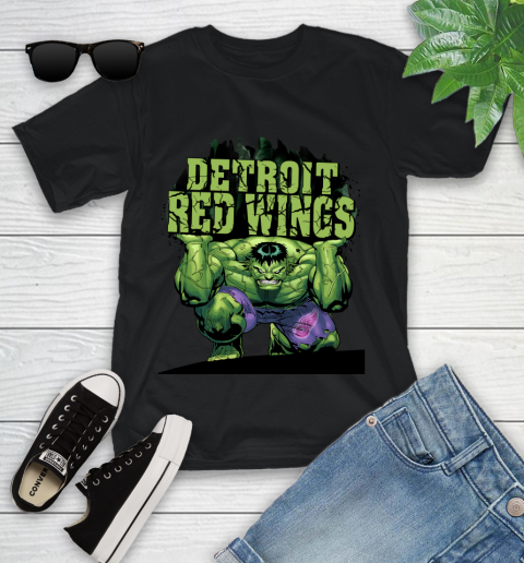 Detroit Red Wings NHL Hockey Incredible Hulk Marvel Avengers Sports Youth T-Shirt 2
