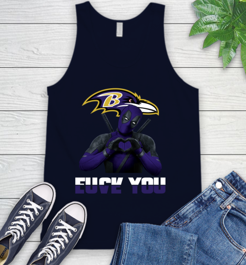 NHL Baltimore Ravens Deadpool Love You Fuck You Football Sports Tank Top 2
