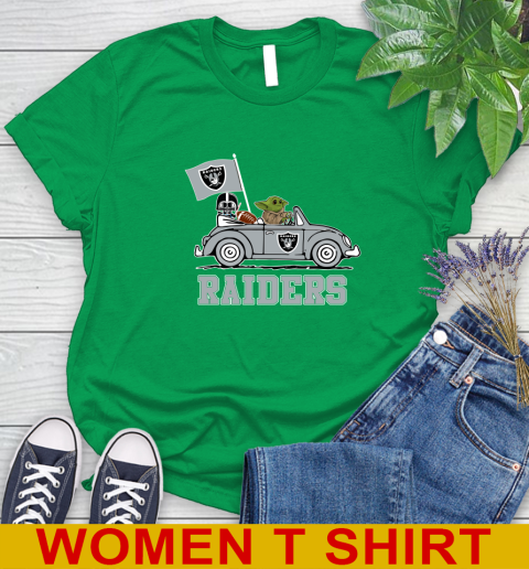 NFL Football Oakland Raiders Darth Vader Baby Yoda Driving Star Wars Shirt Women's T-Shirt 6