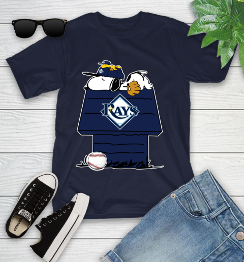 MLB Tampa Bay Rays Snoopy Woodstock The Peanuts Movie Baseball T Shirt Youth T-Shirt 3