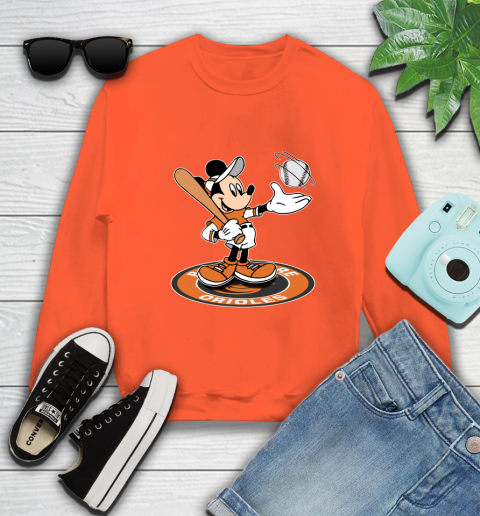 MLB Baseball Baltimore Orioles Cheerful Mickey Disney Shirt Sweatshirt 4