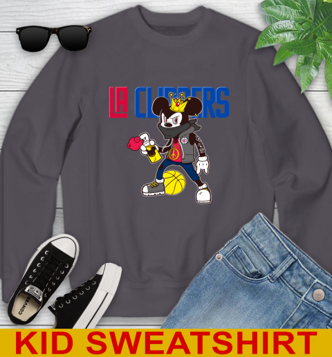 LA Clippers NBA Basketball Mickey Peace Sign Sports Youth Sweatshirt 6