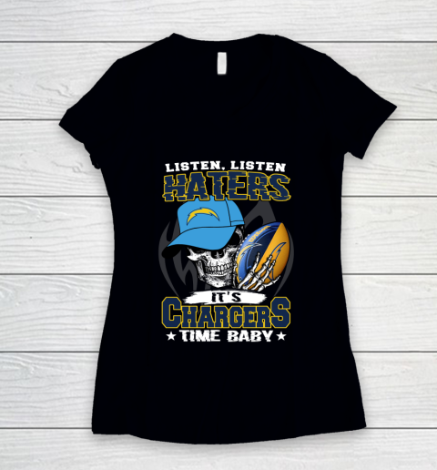 Listen Haters It is CHARGERS Time Baby NFL Women's V-Neck T-Shirt