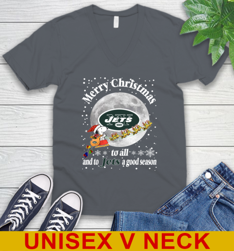 New York Jets Merry Christmas To All And To Jets A Good Season NFL Football Sports V-Neck T-Shirt 4