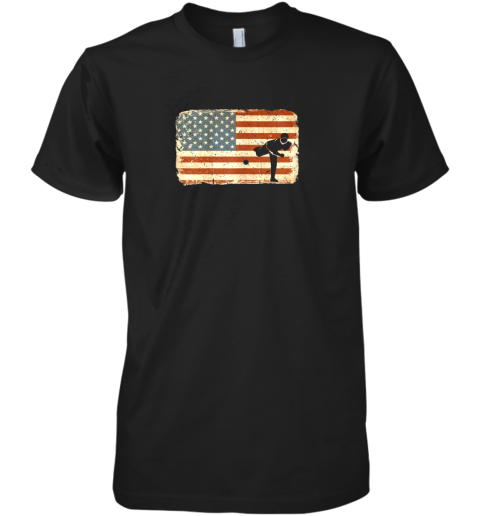 Vintage Baseball Pitcher Shirt American Flag Premium Men's T-Shirt