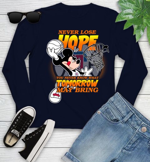 LA Clippers NBA Basketball Mickey Disney Never Lose Hope Youth Long Sleeve 2
