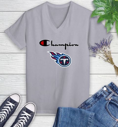 NFL Football Tennessee Titans Champion Shirt Women's V-Neck T-Shirt 2