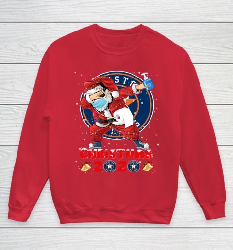 Houston Astros Funny Santa Claus Dabbing Christmas 2020 MLB Youth Sweatshirt 7