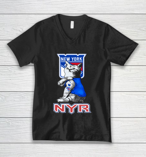 NHL My Cat Loves New York Rangers Hockey V-Neck T-Shirt