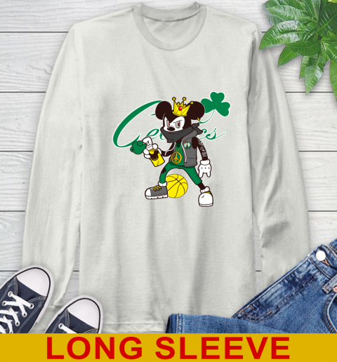 Boston Celtics NBA Basketball Mickey Peace Sign Sports Long Sleeve T-Shirt 12