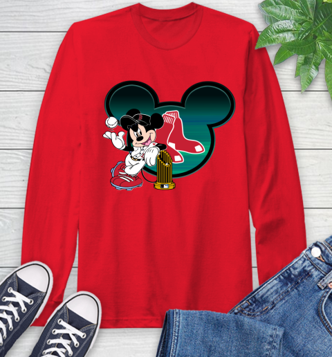 MLB Boston Red Sox The Commissioner's Trophy Mickey Mouse Disney Long Sleeve T-Shirt 10