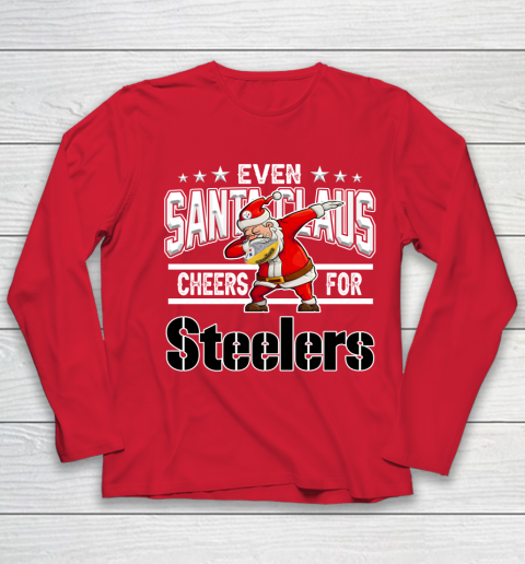 Pittsburgh Steelers Even Santa Claus Cheers For Christmas NFL Youth Long Sleeve 8